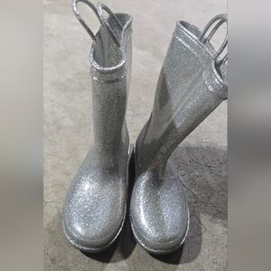 Silver Glitter Women's Rain Boots